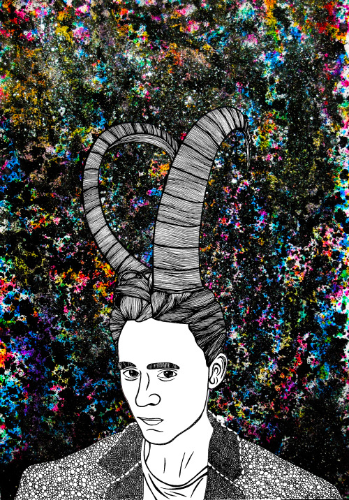 Tom Hiddleston: God of Mischief by Chloe Henderson Inks on paper. 2015. A2. www.chloehenderson.co.uk