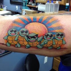 best-gaming-tattoos:    Amazing Squirtle Squad tattoo done by Bridget Punsalang.  