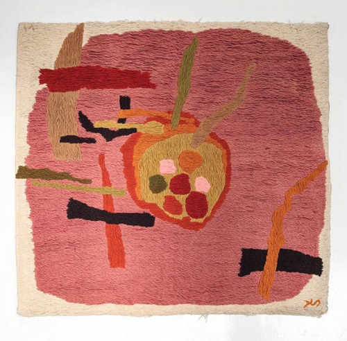 celia-hannes:Unique woven wool tapestry by the Hungarian artist Vera Szekely, 1964