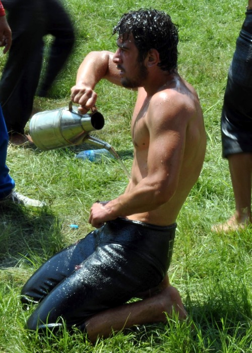 fuckyeahairyotter:  Turkish oil wrestling. Well sign me in!