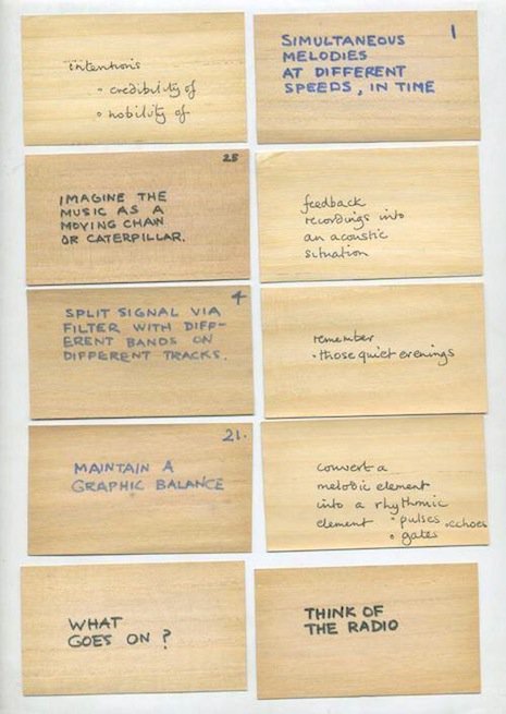 theviolentgarden:  Oblique Strategies by Brian Eno & Peter Schmidt original handwritten cards 