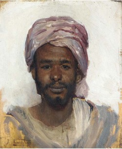Blastedheath:  French School (19Th Century), Portrait Of A Young Man Wearing A Headdress.