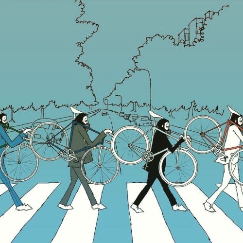 By @uncle_rinne #beatles #fixierider #dibujos #illustration #bikeart #rider #fixeros #cyclingart #di