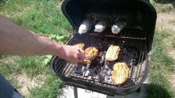 Nick Covered The Corn Cobs In Butter And Garlic Powder And Grilled It And I’m Seriously