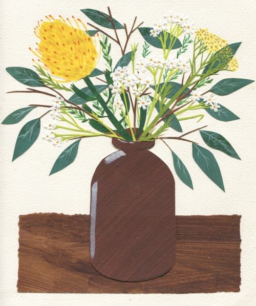 A still life for my lovely grandma! Australian natives, cut paper collage with acrylic and gouache. 