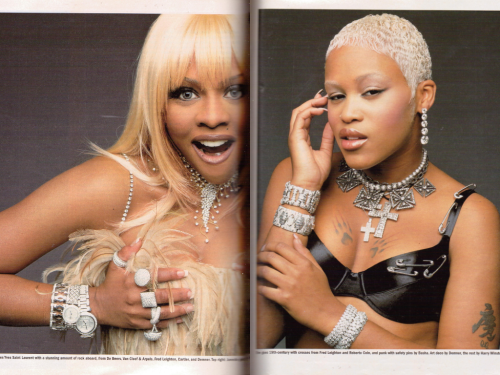 bigbrother6: Lil’ Kim & Eve in the December ‘99/January ‘00 “It’s All About Ice” edition of Talk