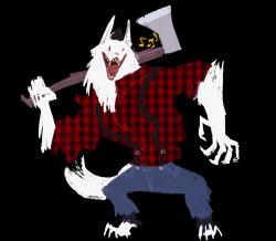 dailycryptodrawings:  596: Werewolf/Beast of Bray Road (Lumberjack) Albino cryptids give me life. Requested by: pamdoodle  This Is What He’s Singing While Chopping Wood 