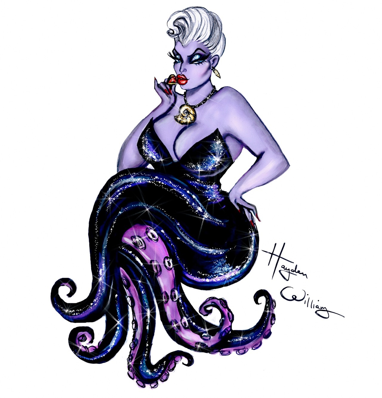 haydenwilliamsillustrations: Ursula is celebrating National Lipstick Day 💋💄🐙🐚 