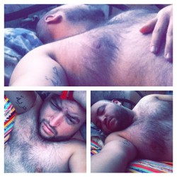 cesarincub23:  Morning folks :) #sleepybear #bear #cub #lazy #queer #mexicocity #hairychest