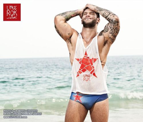 @thuanportillolima Wearing "Cyber STAR Blue" Swimsuit And "My STAR White/red" Tanktop In Mesh Fabric