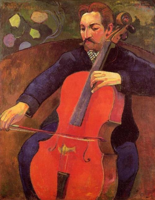 artist-gauguin: The Cellist (Portrait of Upaupa Scheklud), 1894, Paul GauguinMedium: oil on canvas