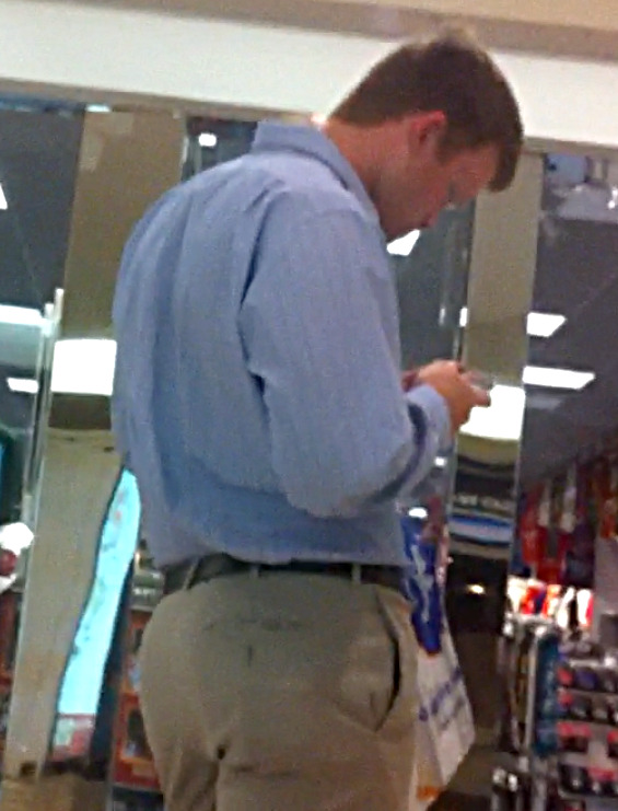 Mall Holiday Shopper in Tight Slacks