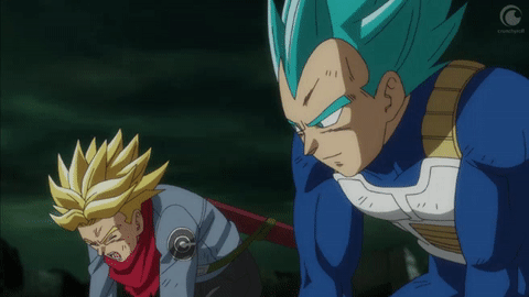 msdbzbabe:  Father son galick gun, look how happy Vegeta is with Trunks ; ;