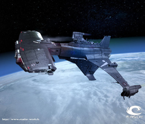 spaceshipsgalore:Die Mahoni, Explorer and Destroyer Spaceship, 3D work by MASCH #spaceship – h