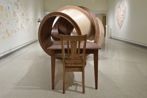 asylum-art:  Wooden Tangled TableArtist Michael Beitz,  known for his impressive benches and tables, just released a new  furniture : the table “Not Now”. The heart of this sculptural table is  tangled like a big knot to avoid any conversation with