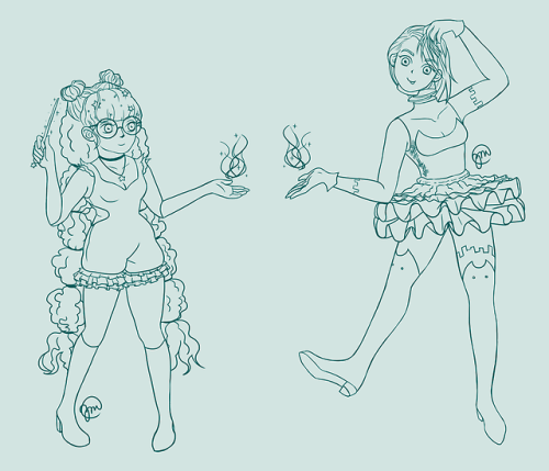 zenichi-kun:in the spirit of spooktober, i’ve drawn the girls™ as magical girls. i’ll color them eve