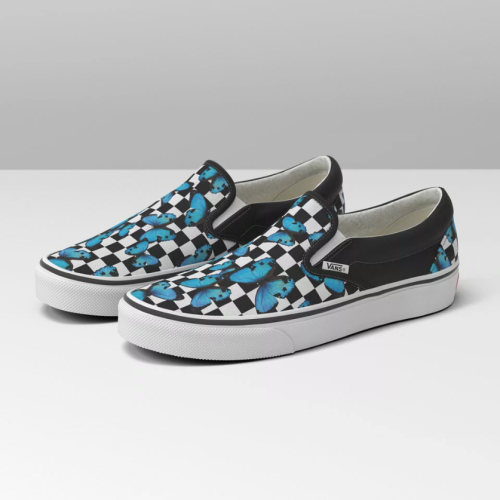 checkered vans with butterflies