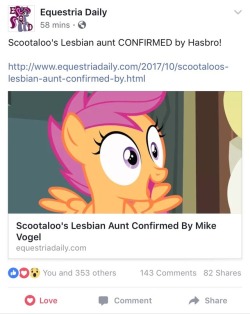 flutterdash: THIS IS REAL. THIS IS CANON. THIS IS CONFIRMED BY AN ACTUAL HASBRO EMPLOYEE.  SCOOTALOO LIVES WITH AND IS TAKEN CARE OF BY HER LESBIAN AUNTS. 