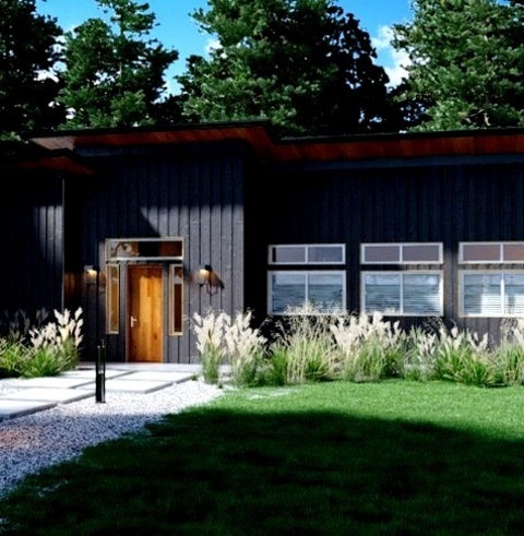 Roofing Metal SeattleExample Of A Mid-sized Trendy Black One-story Wood And Board And Batten House Exterior
