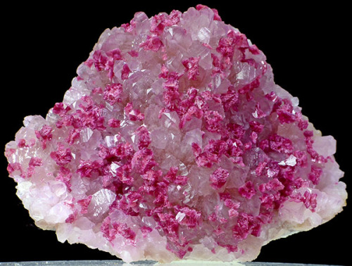 Roselite on Calcite - Agoudal Mine, Bou Azzer, Morocco