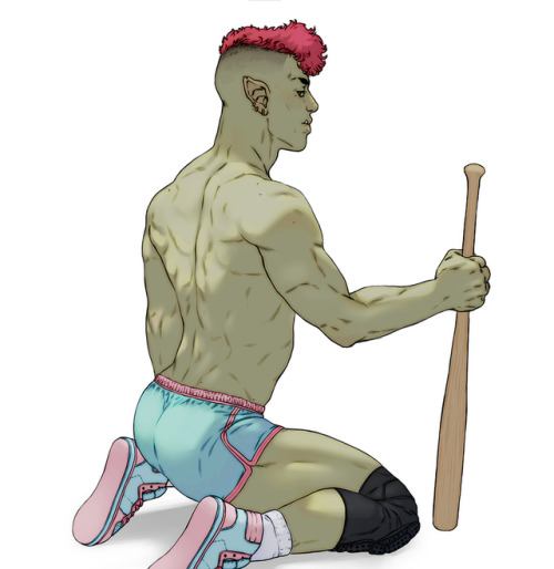 Meet Hunter – a fun-sized orc, who loves pastel colors, knee guards, and hunting crime with hi