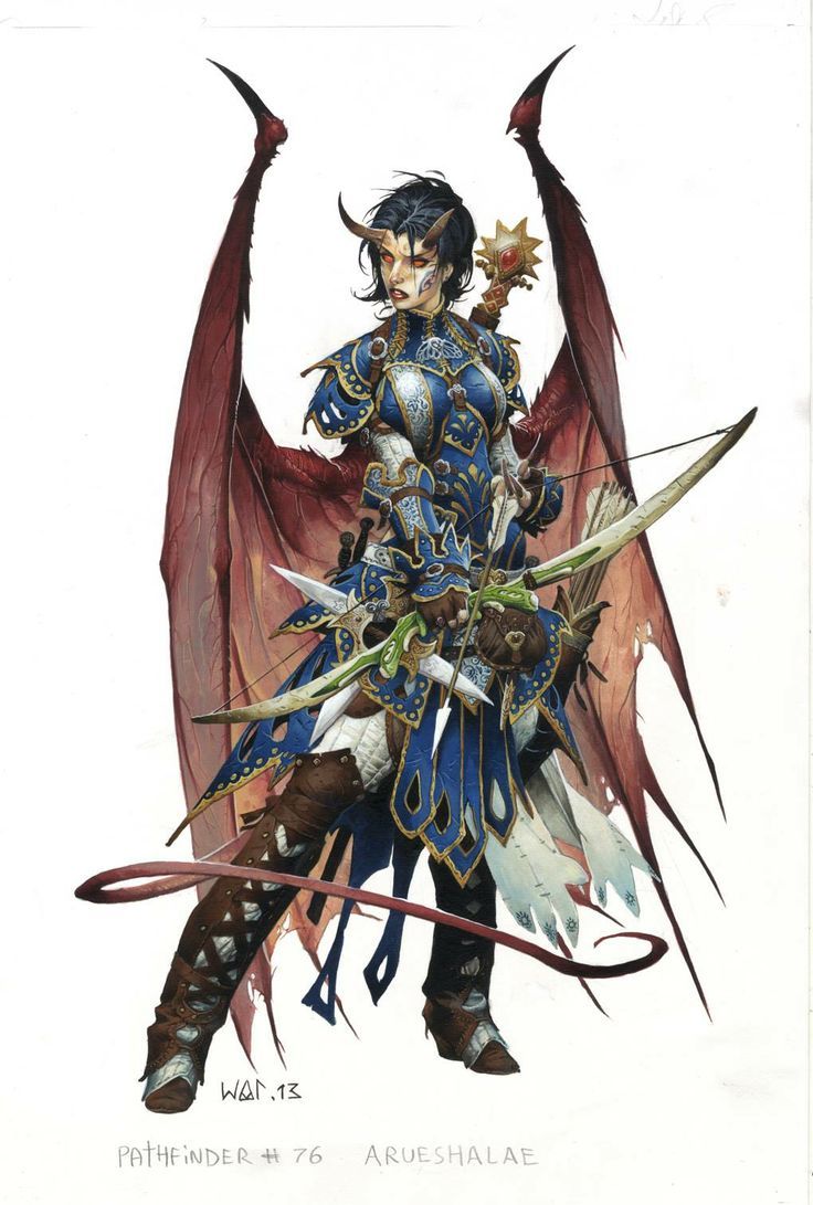 BadassD&Dpics on Tumblr: Arueshalae (redeemed Succubus) by Wayne Raynolds /  Pathfinder