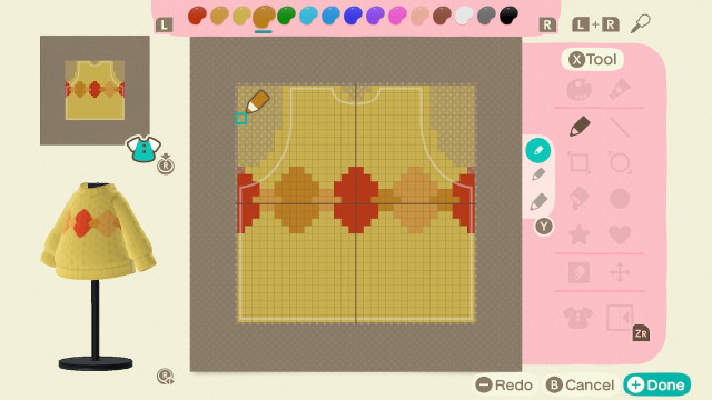 I made Pearl’s sweater from “Maximum Capacity” in Animal Crossing: New Horizons!