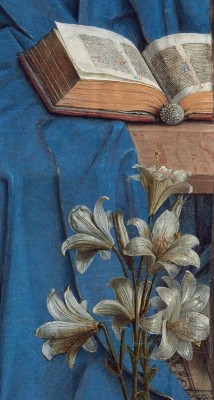 imagediver:  Click on the image to see the detail in a zoomable context. Detail from The Annunciation, Jan van Eyck, 1434-1436 