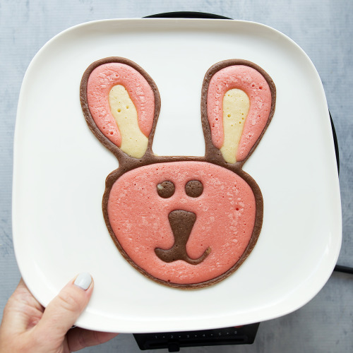 DIY Easter Bunny PancakesEaster Bunny pancakes made with chocolate, pink and plain pancake mix.✖✖✖✖✖