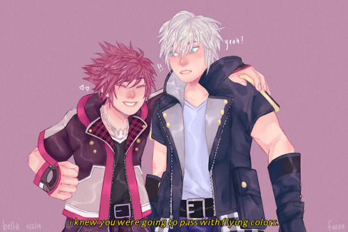 faeee:  ahh my beautiful baby boys ‘i knew you were going to pass with flying colors’a screencap redraw from kh ddd