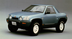 carsthatnevermadeit:  Nissan Judo 1987, a compact SUV concept with a sliding roof turning the car into a targa top wagon as the roof was pushed back 