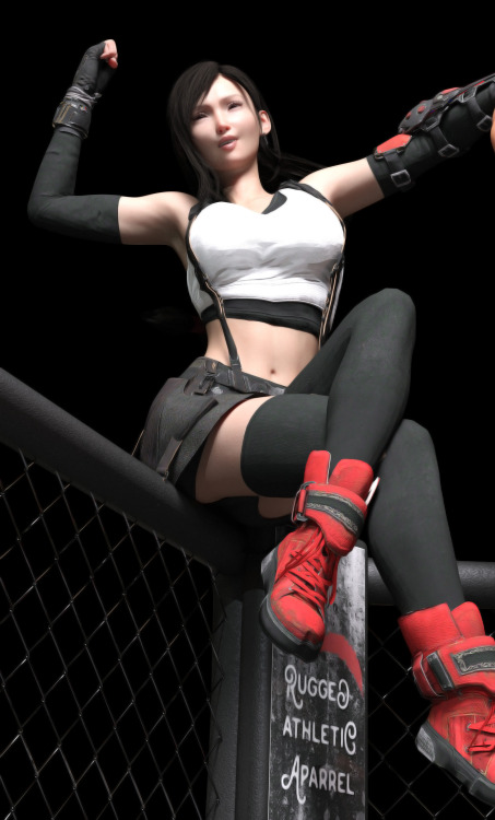 Tifa showing dominance as she flexes to the crowd… and does something else. This is the left 