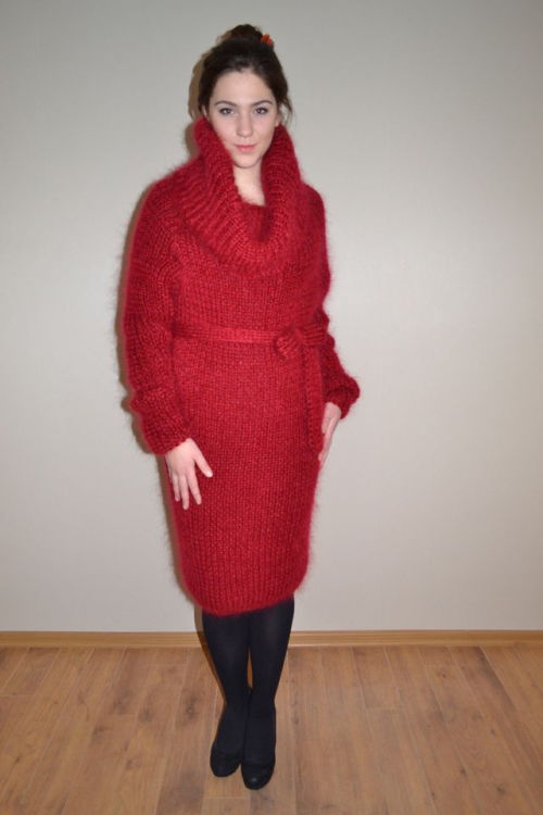 again…Bun and red sweater dress