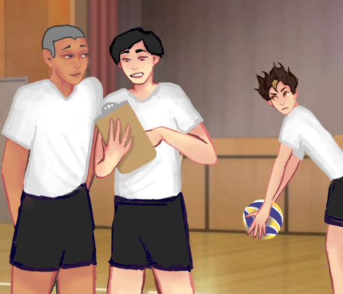 Nishinoya is DONE with the pining and is one wistful gaze away from locking Ennoshita and Tanaka in 