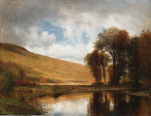 Autumn on the Delaware, Thomas Worthington Whittredge. American Hudson River School Painter (1820 - 