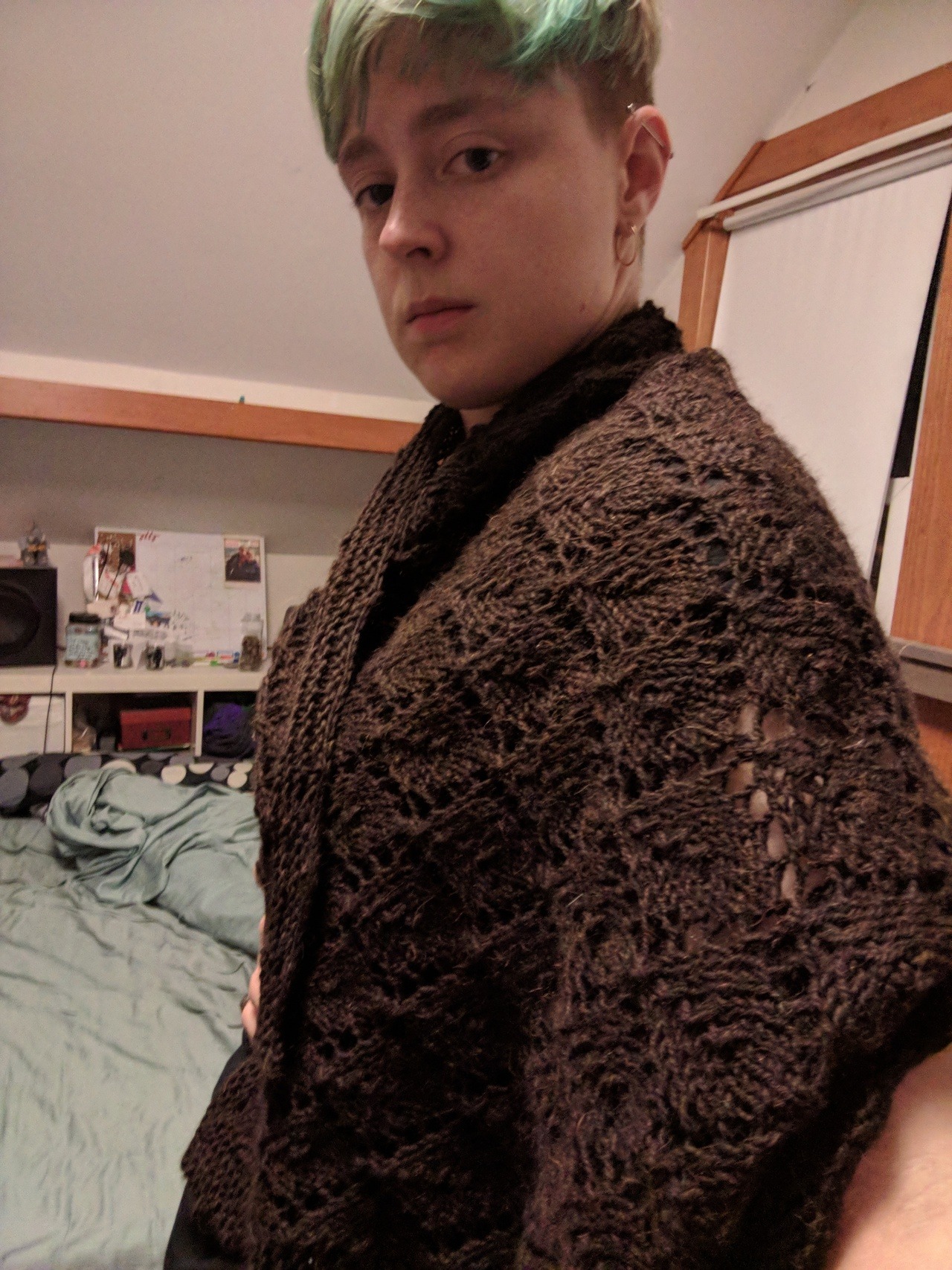 Berroco Ultra Alpaca has become my go-to Big Scarf Shawl Thingy yarn - it’s a nice yarn both size and feel-wise, and it shows details really nicely. This pattern was intended to make a cowl/poncho kind of thing but I wasn’t a huge fan of the shape so...