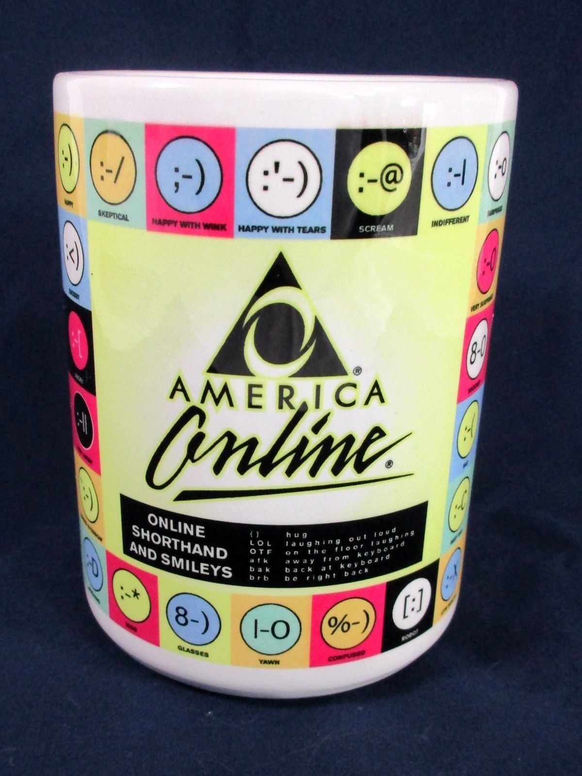 y2kaestheticinstitute:  America Online ‘Online Shorthand and Smileys’ coffee