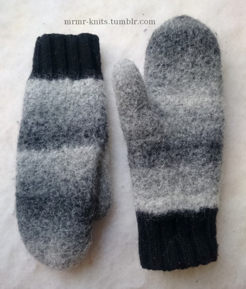 Warmest mittens ever! Felted 100% wool, wrists are 75% wool and 25% polyamide so they don’t felt. Th