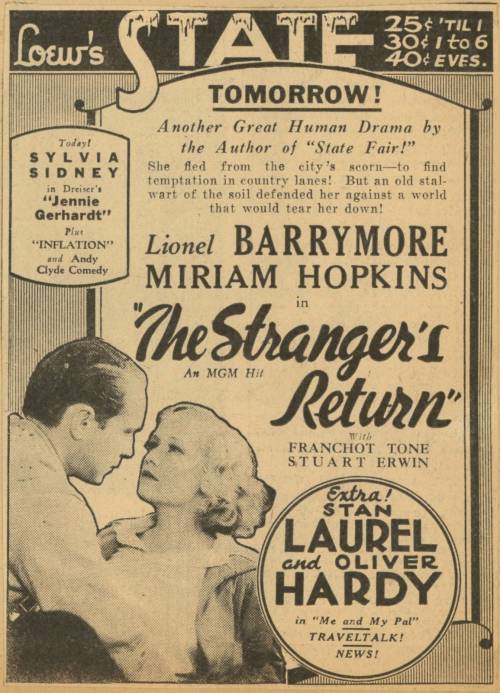 The Stranger’s Return (1933) King VidorMay 21st 2022