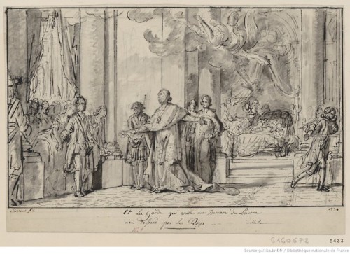 vivelareine:Allegory of the Death of Louis XV by Jean-Bearnard Restout, 1774.[credit:  Biblioth