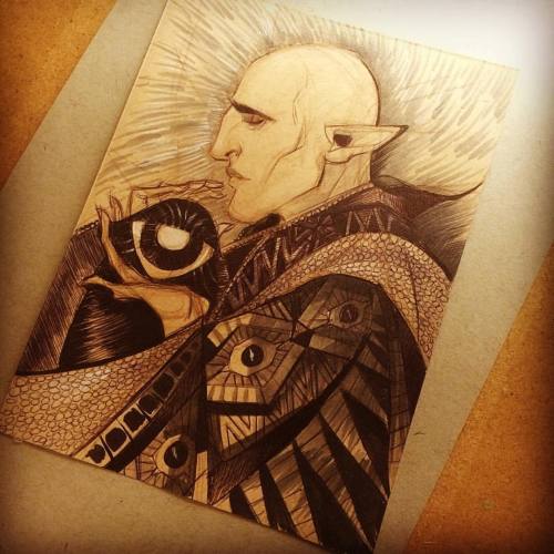 kallielefave:#inktober day 16. #traditional #fanart #dragonagefanart #dragonageinquisition #solas