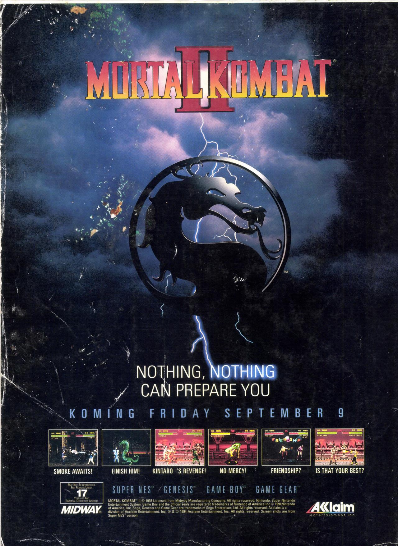 Mortal Kombat 2 Magazine Ad