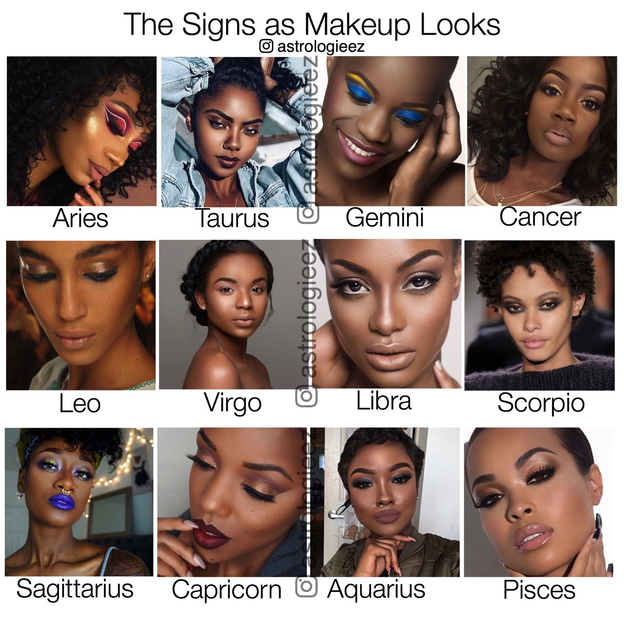 Astrology Posts The Signs As Makeup Looks