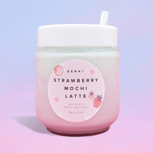 Strawberry Mochi Latte Whipped Body Butter // genkiskincare