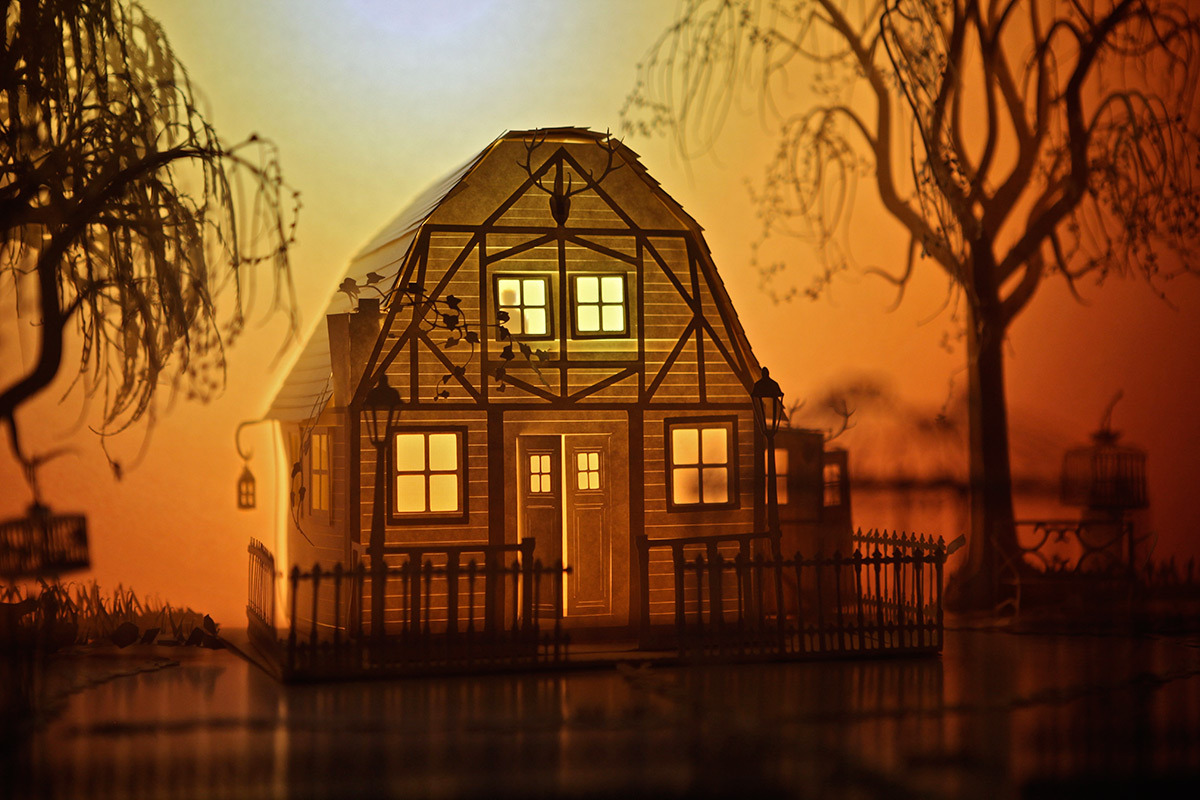 itscolossal:  Papercraft Dioramas Come to Life with Projected Animations by Davy