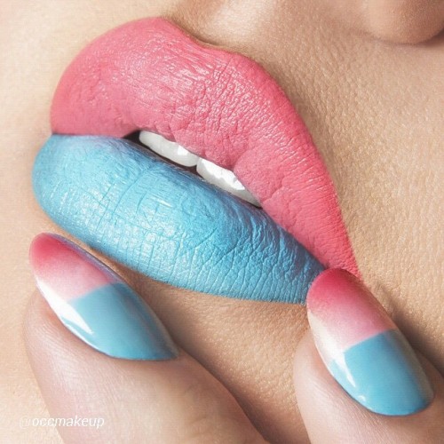 #CottonCandy inspired #lipart & #naildesign by.@occmakeup … #delicious! #makeup #nailart