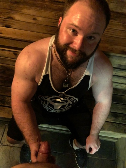 pupcoop: Daddy having fun with his little @pupcruze for some post workout fun