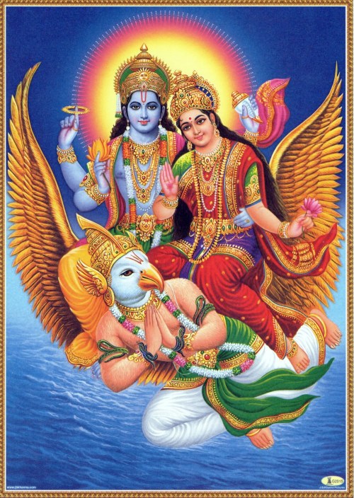 Vishnu and Laxmi upon Garuda (via Etsy: EasternImage)