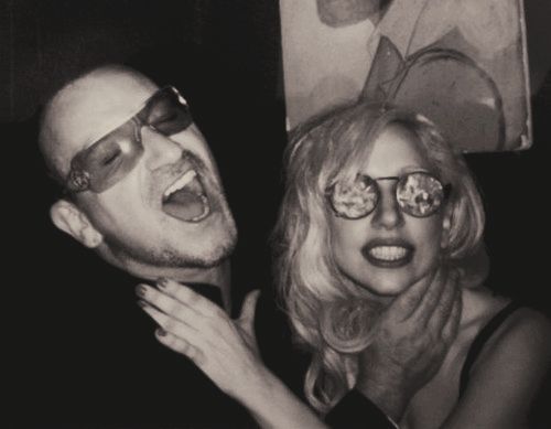 therealmickrock:  Happy belated birthday to the forever talented Irishman, Bono! With Lady Gaga in NYC.