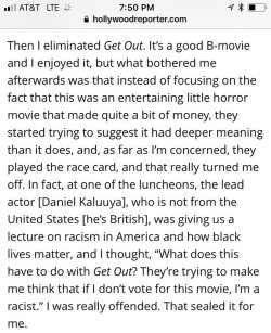 benepla: beachdeath: an anonymous oscar voter discussing her ballot with the hollywood reporter jesus fucking christ  Oh my god. Read this whole thing if you want to be borderline despondent on the state of prestige cinema LMAO 